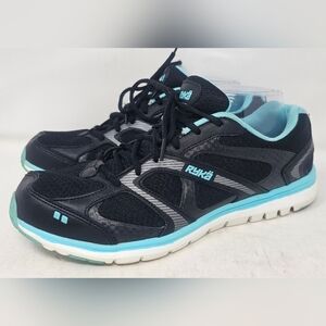 RYKA Elate Low Black /White /Blue Walking / Running Shoes Women's Sz 10